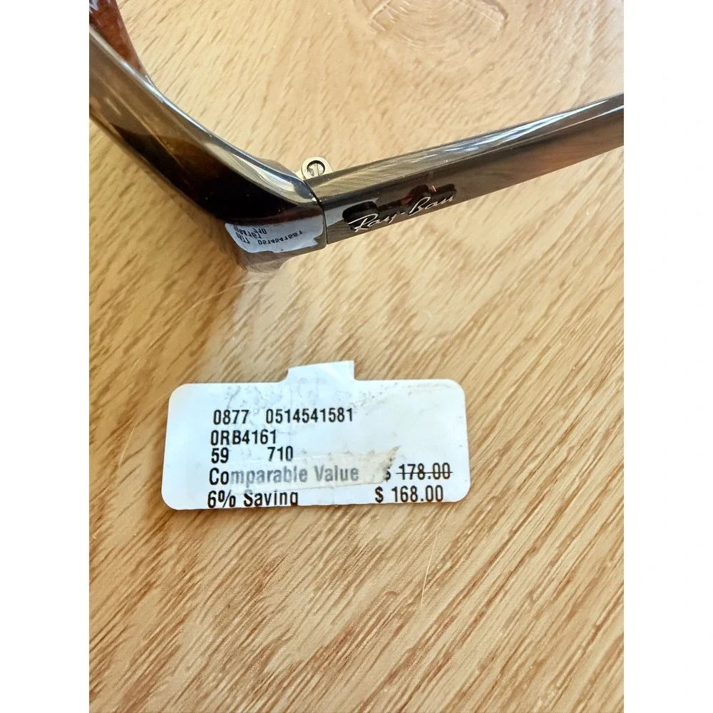 Ray-Ban RB4161 710 Tortoise Square Sunglasses Women 59mm Green Lens